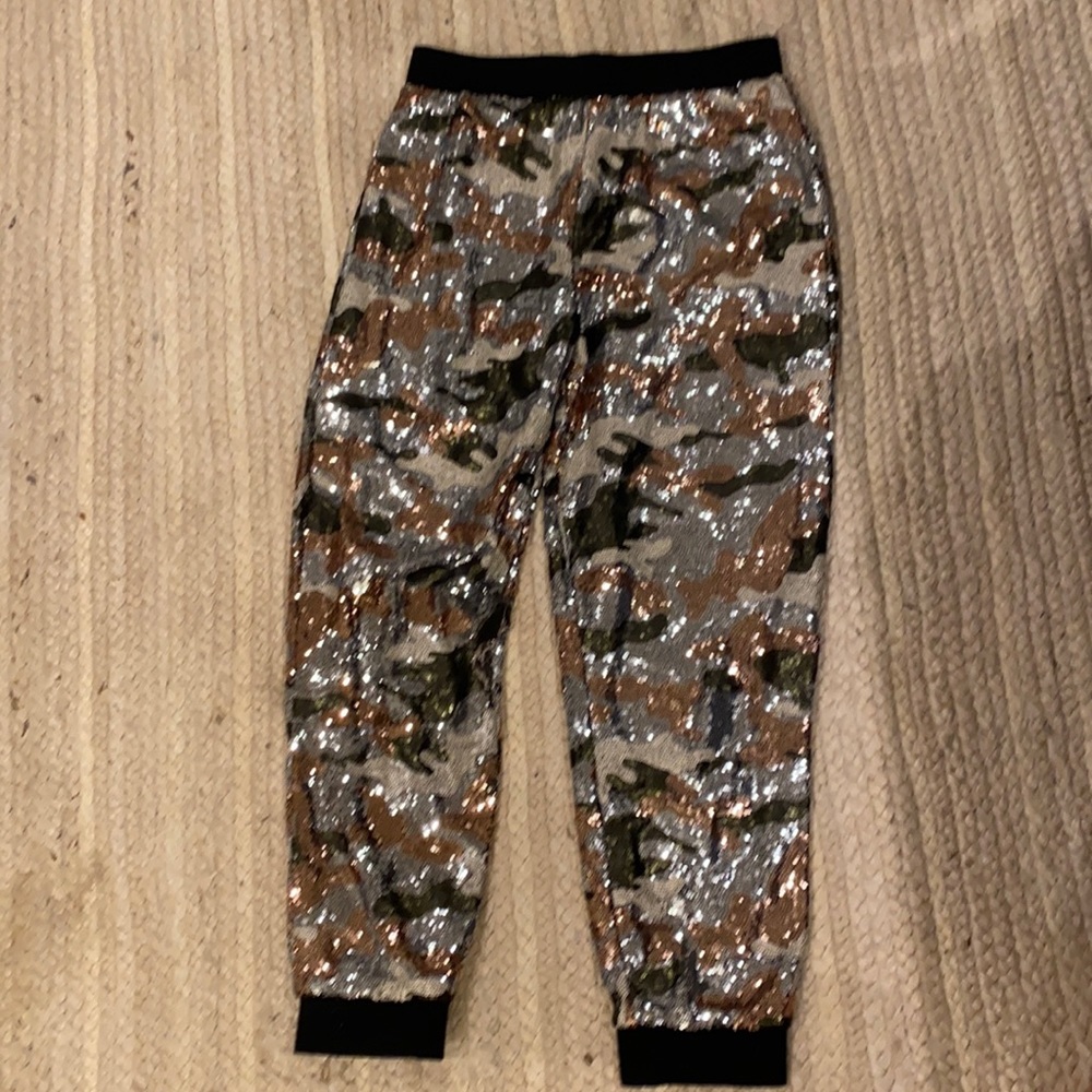 pink black & silver sequin joggers MEDIUM